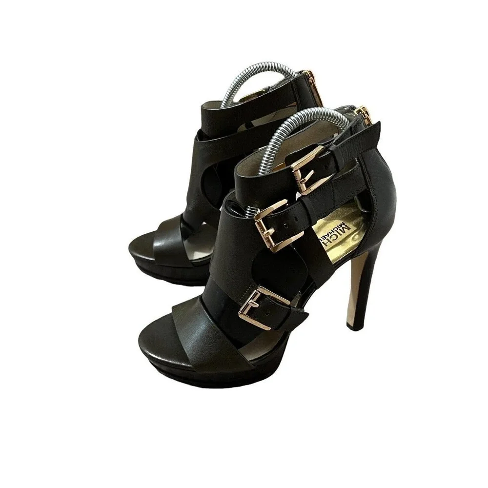 Michael Kors Size 7 Lucinda Back Zip Green Platform Sandals‎